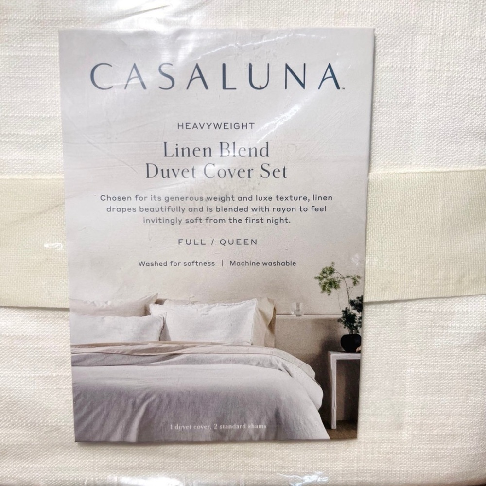 Heavyweight Linen Blend Duvet Cover Set - Casaluna Full/Queen - White - … - Picture 9 of 10
